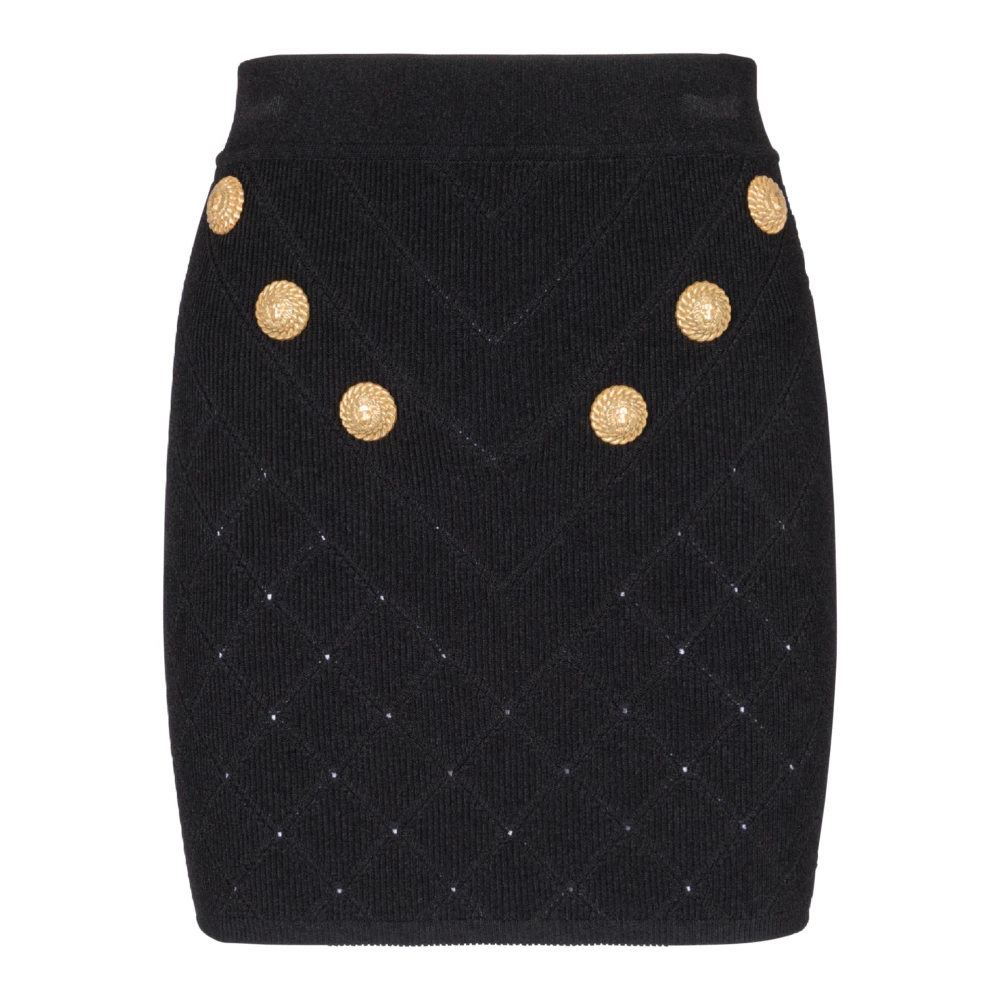 Balmain Women's Black 6-Button Knit Skirt - Short Skirts - S - Skirts