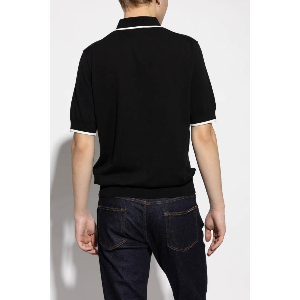 Dolce & Gabbana Katoenen polo met logo Black Heren