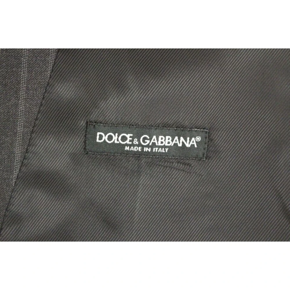 Dolce & Gabbana Grijs Gestreepte Jurk Vest Gray Heren