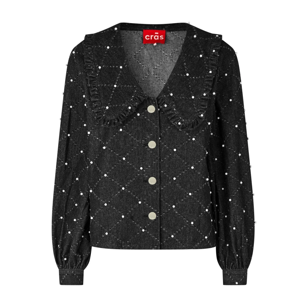 Cras Chique Shirt met Parel Details Black Dames