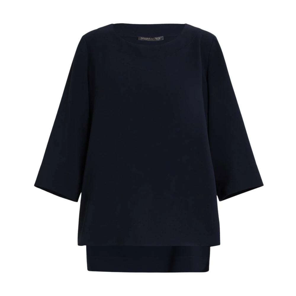 Marina Rinaldi Blauwe Tuniek met Ronde Hals en Knopen Blue Dames