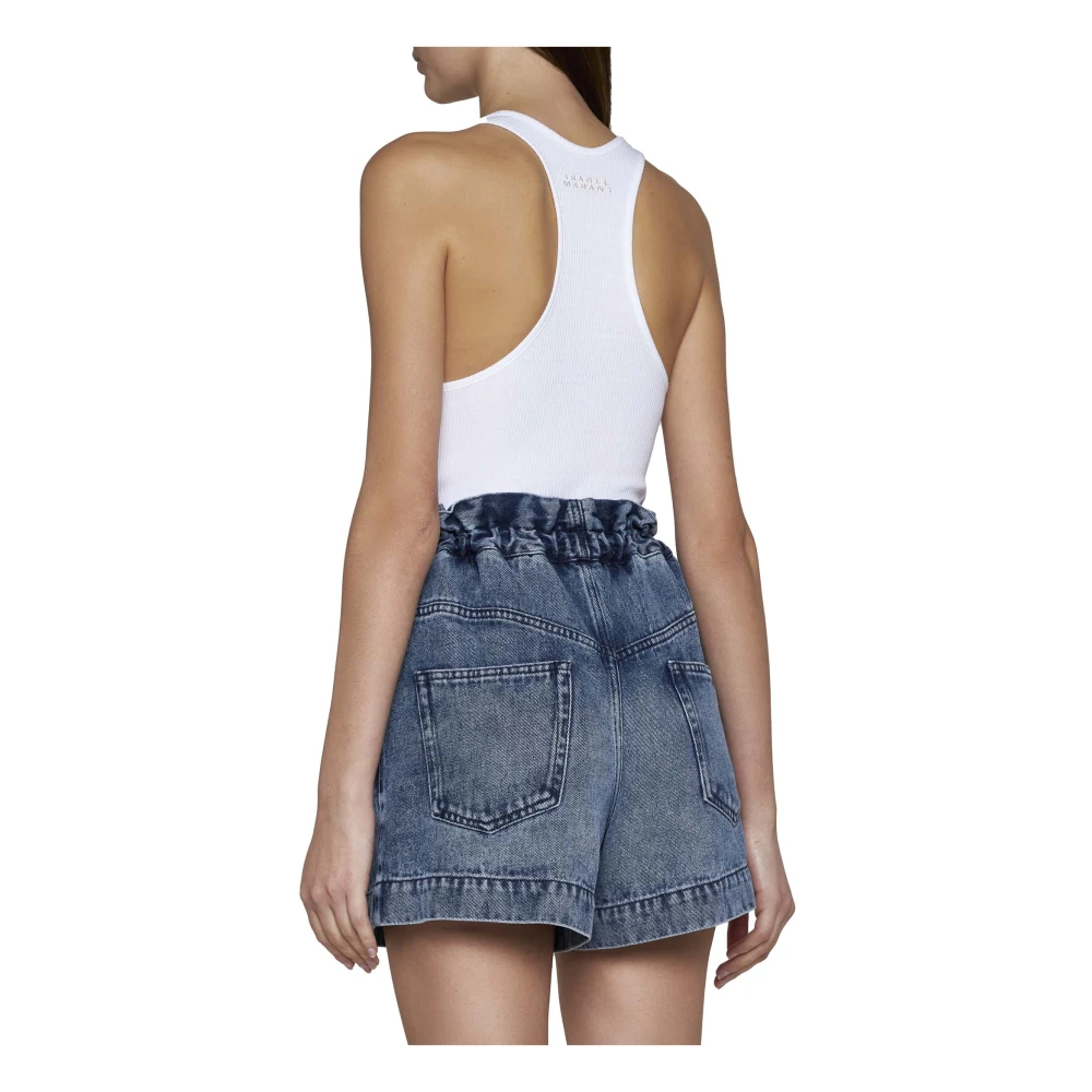 Isabel marant Blauwe Denim Shorts Hoge Taille Vervaagd Blue Dames
