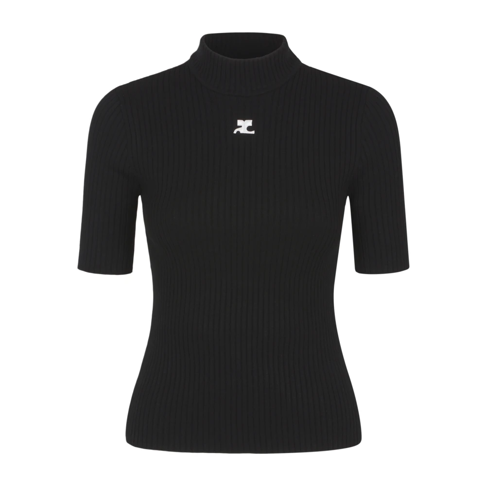 Courrèges Zwart Gebreid Trui Shirt Black Dames