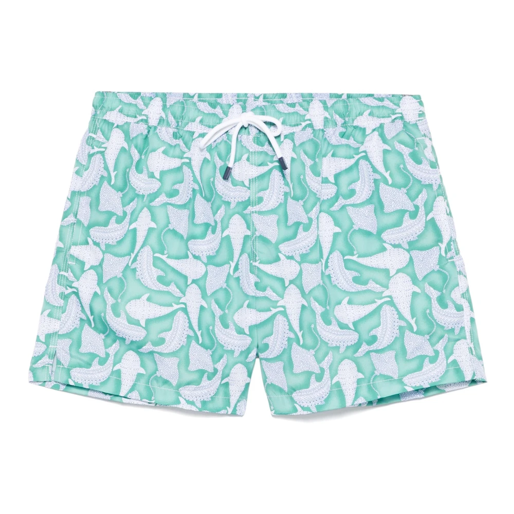 Fedeli Polyester Badshorts med Elastiskt Bälte Blue, Herr