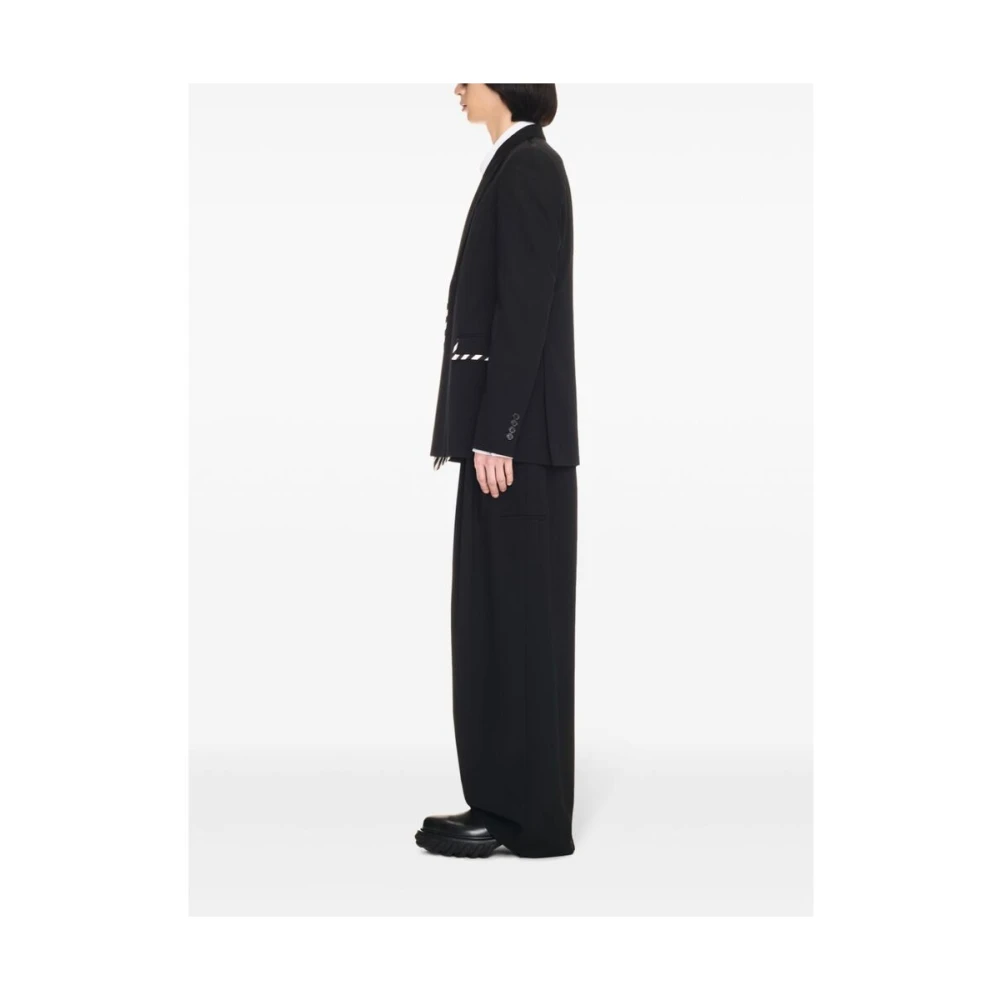 Off White Gestreepte wollen jas Black Heren