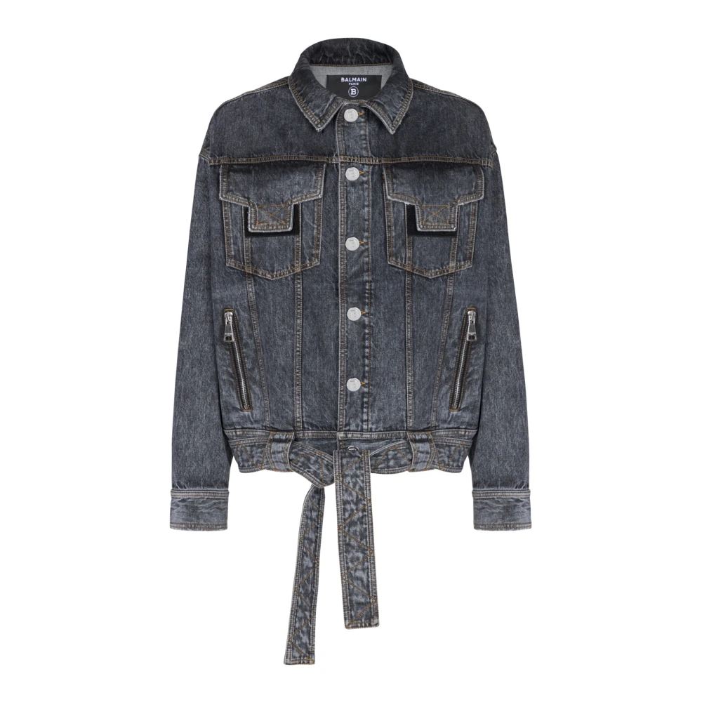 Balmain Oversized denim jack Black Heren