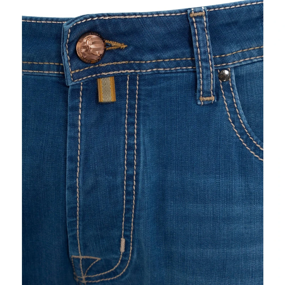 Jacob Cohën Slim Fit Jeans met Logo Details Blue Heren