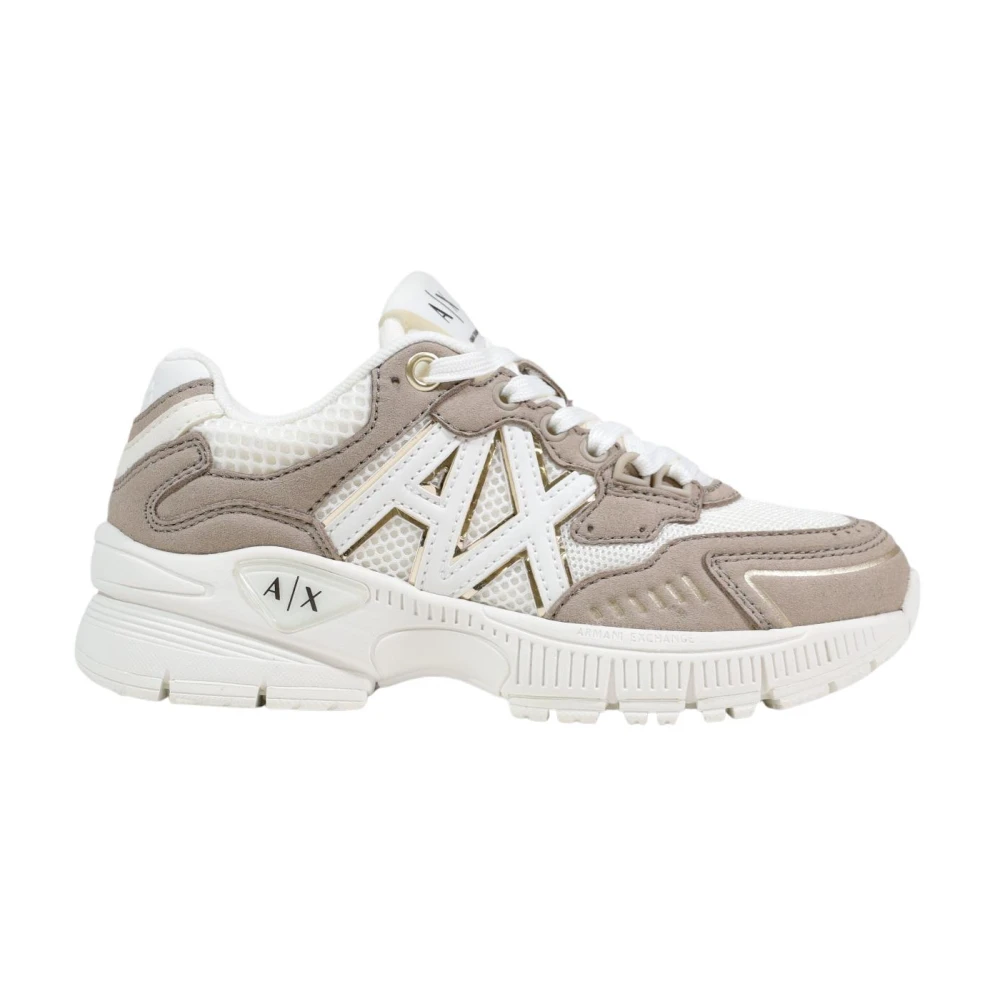 Armani Exchange Femme Beige Chaussures, Taille: 41 Eu Baskets En Tissu Technique