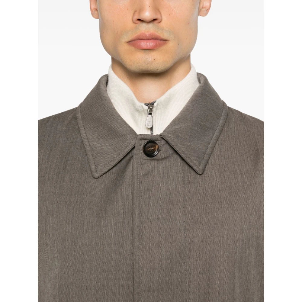 Brioni Bruine Wol Klassieke Jas Gray Heren