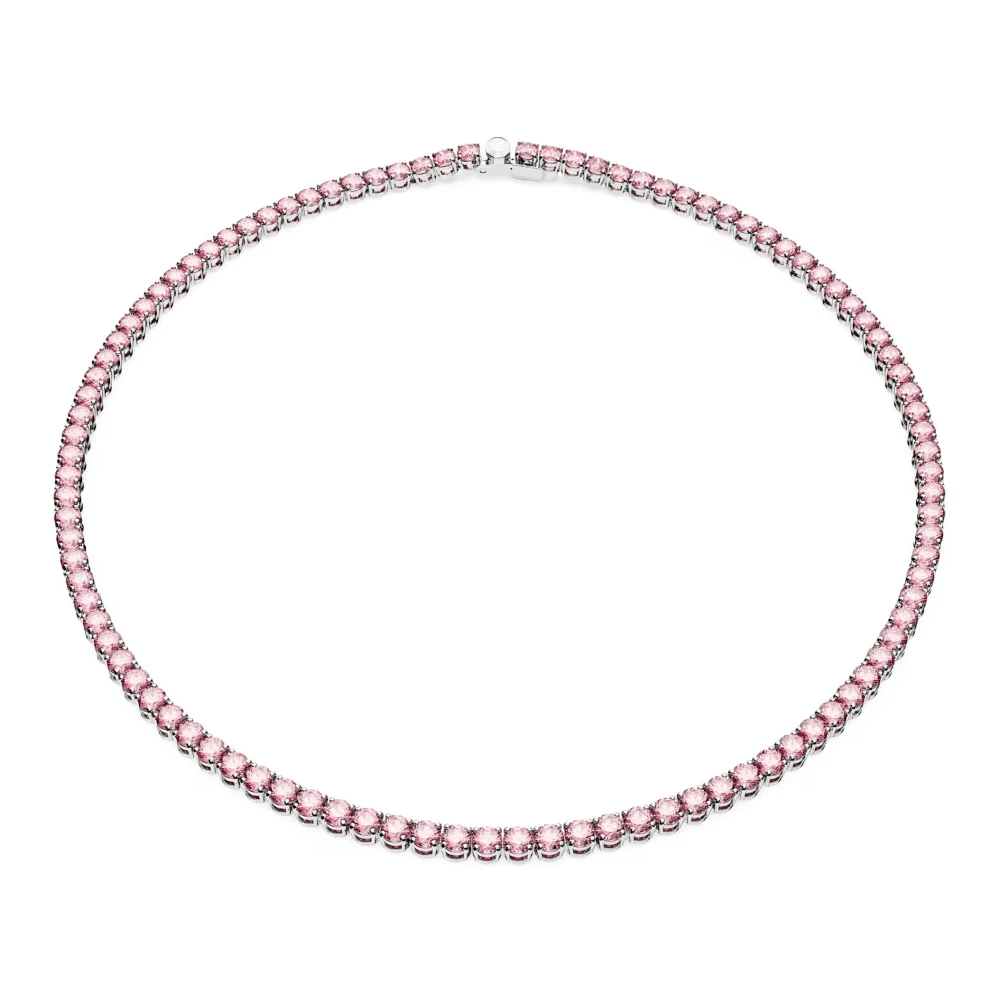 Swarovski Women's Gray Necklaces, One Size, Necklace Matrix Tennis Round Cut Pink 5681800
