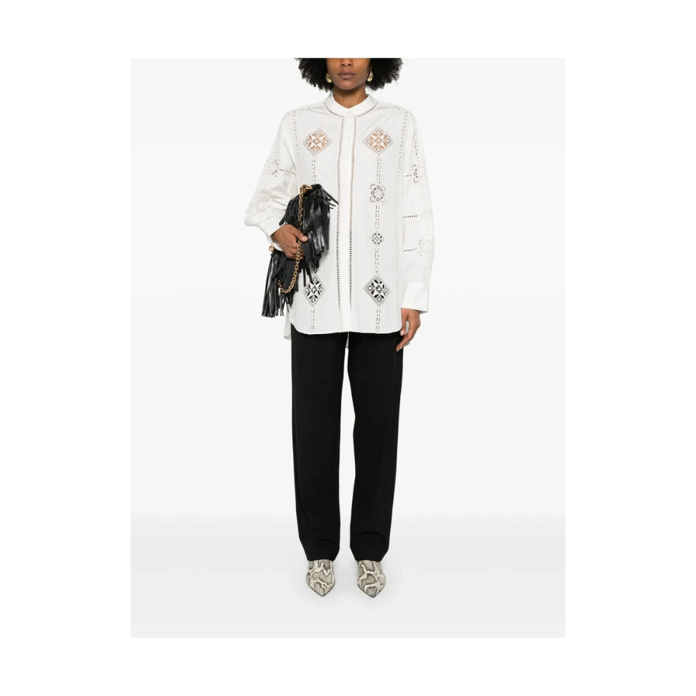Isabel marant Witte Geborduurde Overhemd met Lange Mouwen White Dames