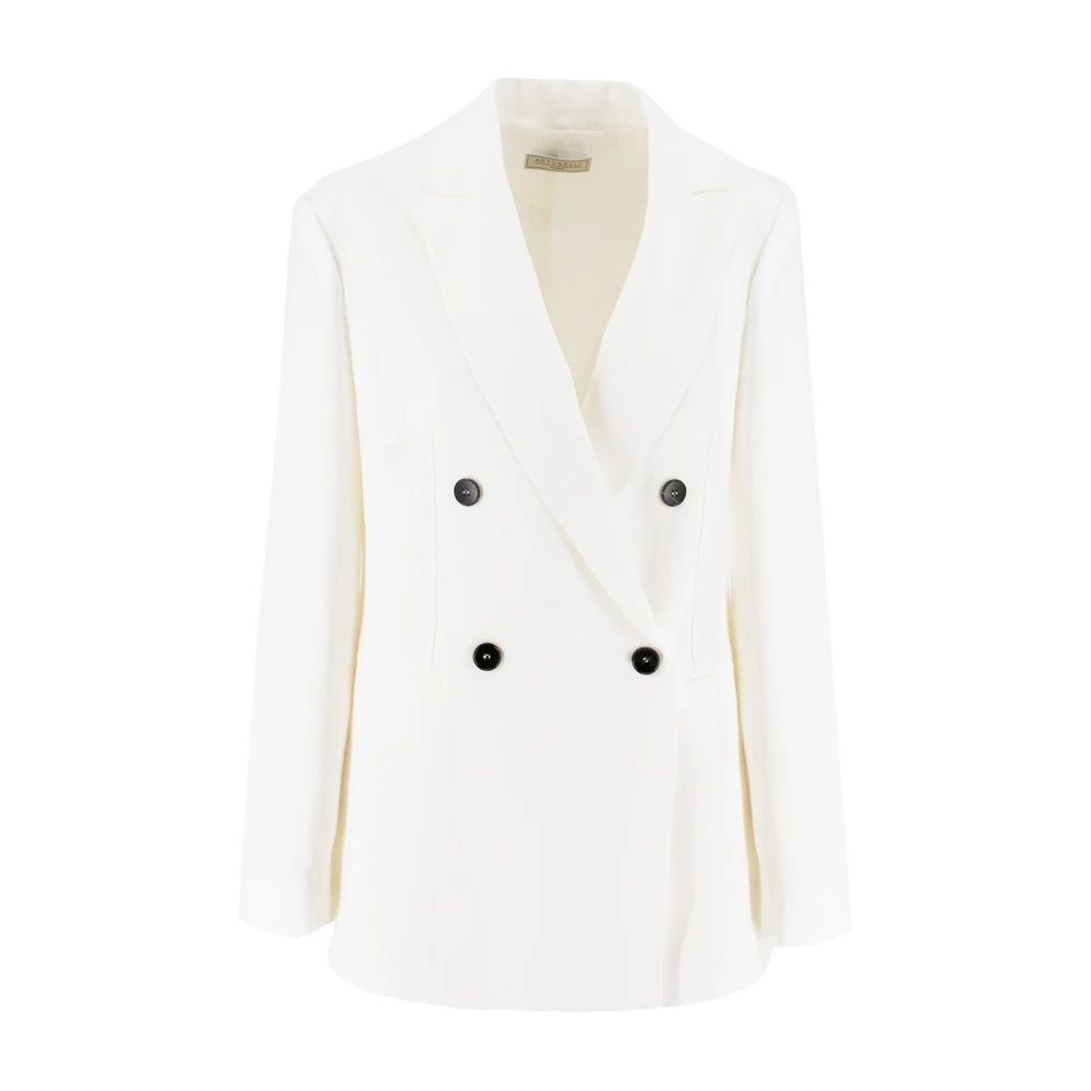 Antonelli Firenze Dubbelrijige elegante jas met contrasterende knopen White Dames