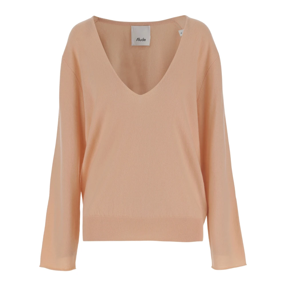Allude V-hals Wol-Kasjmier Trui Pink Dames