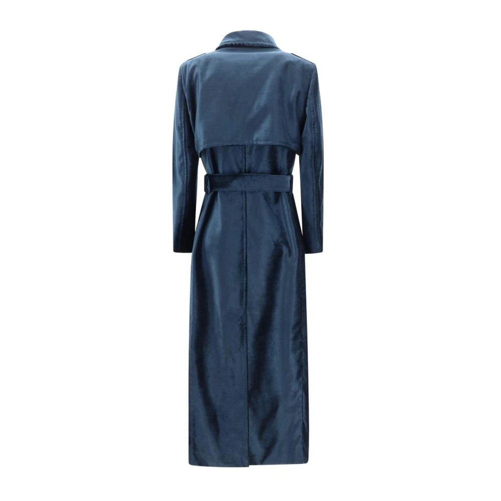 Tom Ford Fluwelen Double Breasted Jas met Zakken Blue Dames