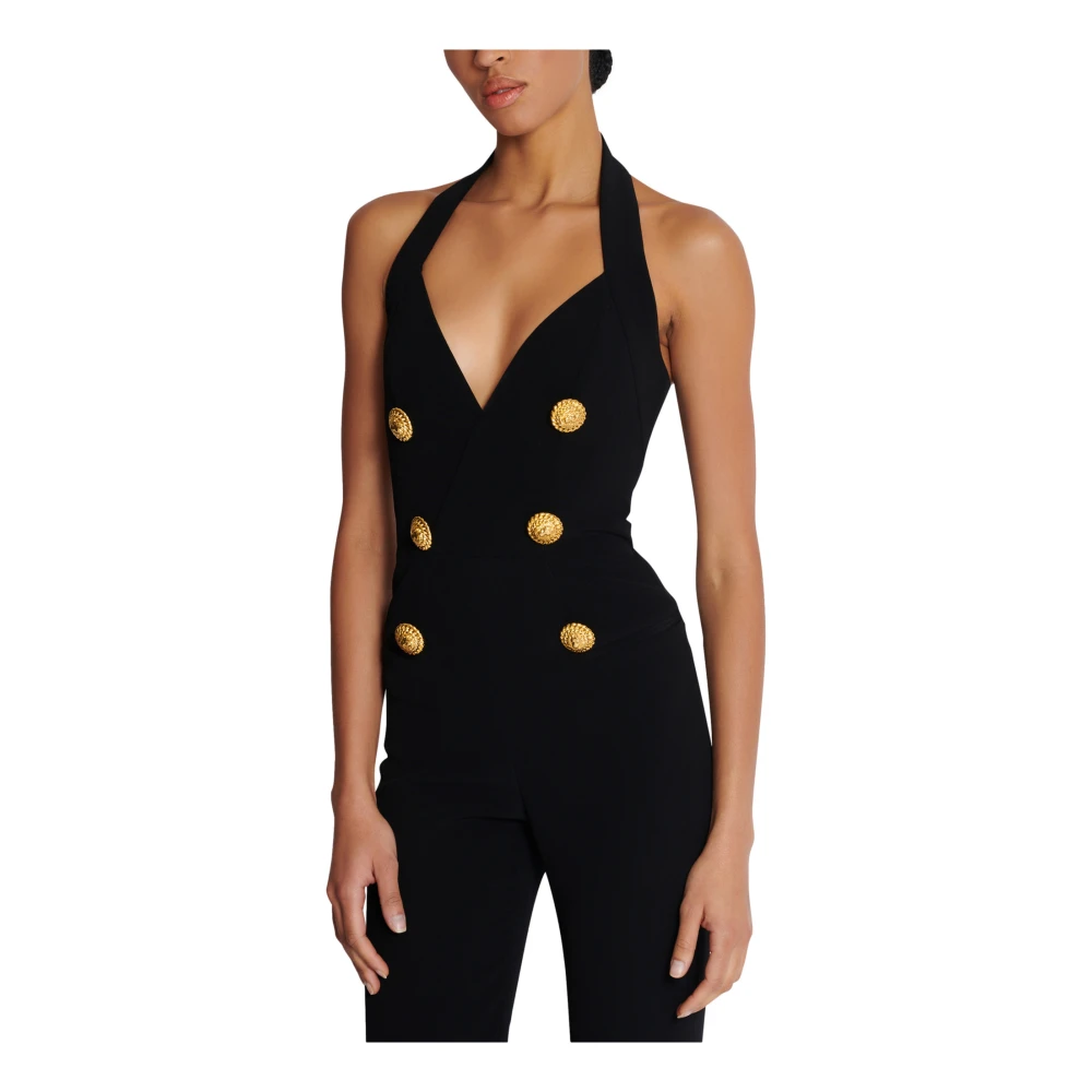 Balmain Crepe op maat gemaakte jumpsuit Black Dames