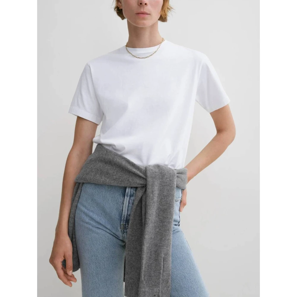 TotêMe Witte Katoenen Tee Klassieke Crewneck White Dames