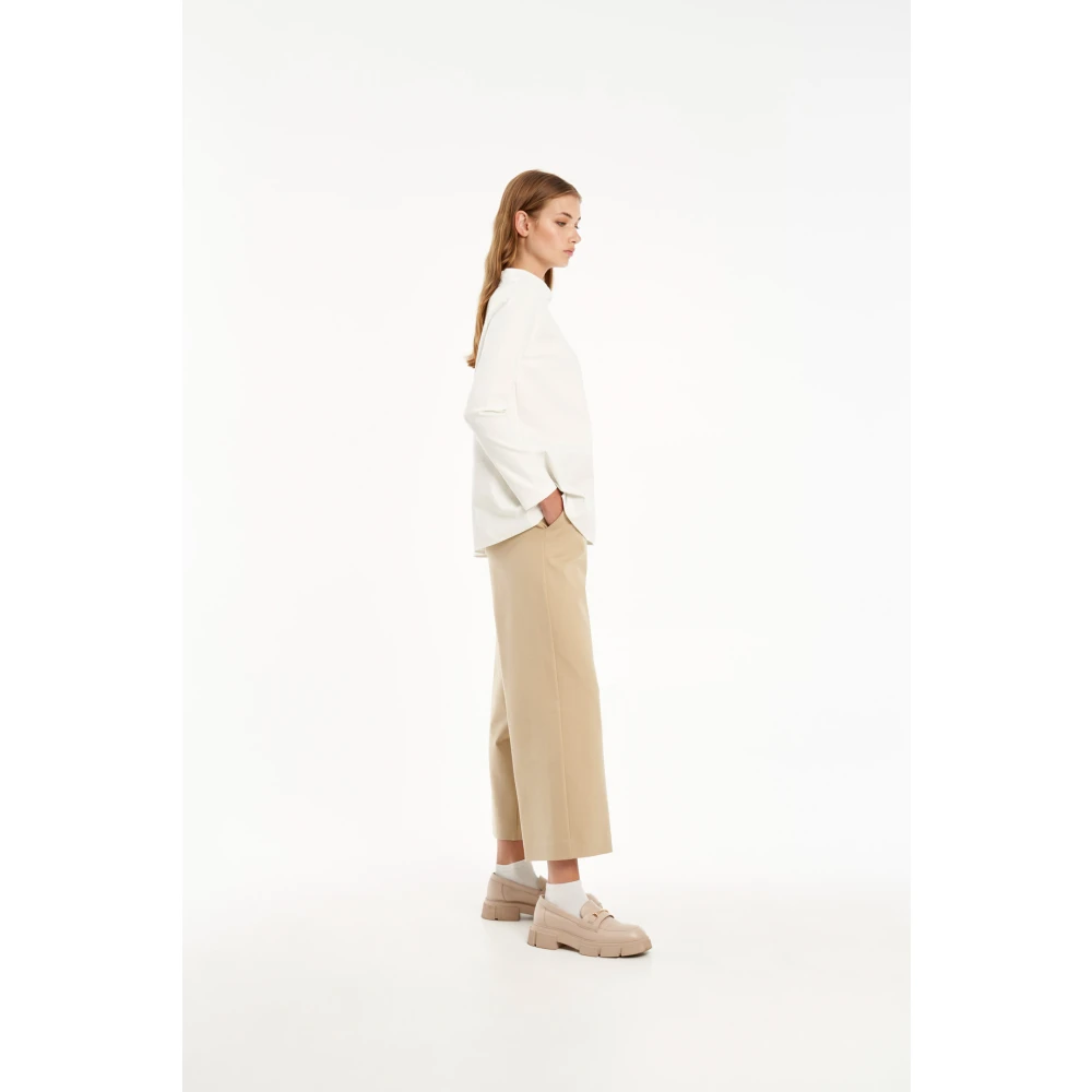 Vicario Cinque Ontspannen Elegante Wijde Broek Beige Dames