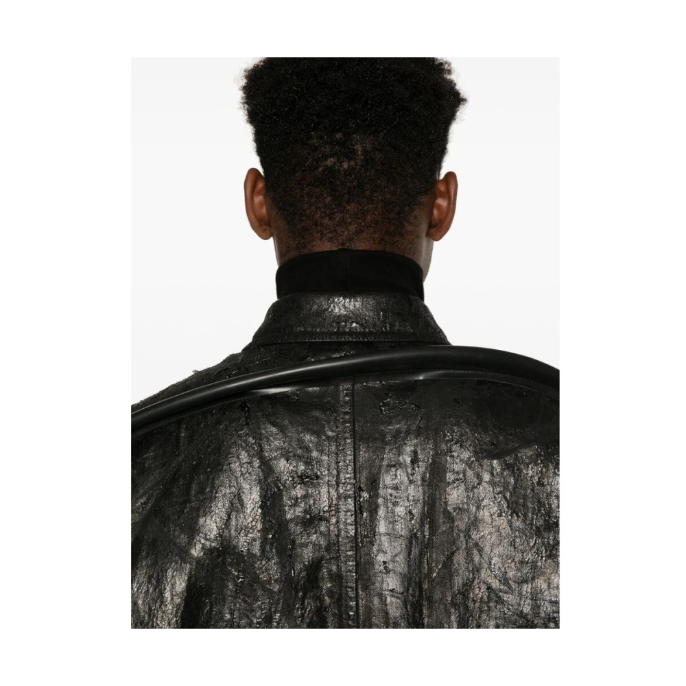 Rick Owens Zwarte Denim Jas met Megacrust Details Black Heren