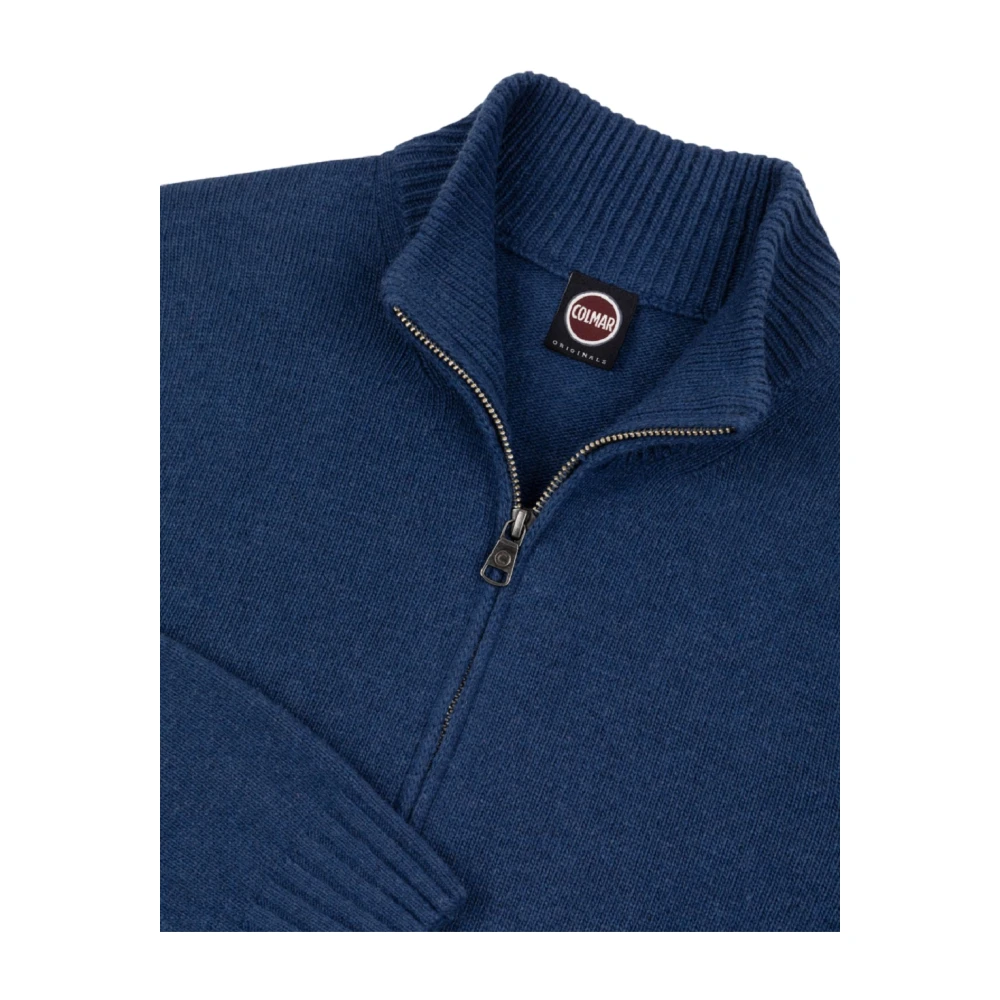 Colmar Blauwe Kasjmiermix Rits Trui Blue Heren