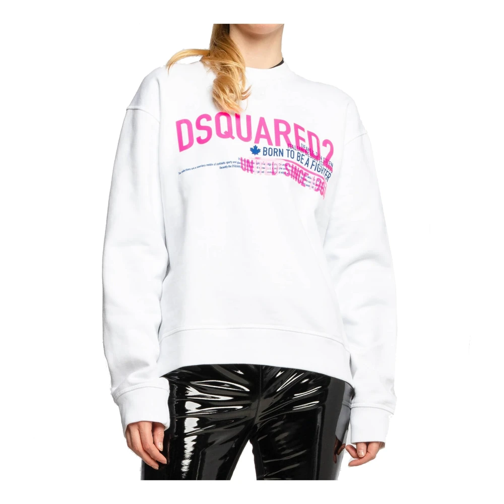 Dsquared2 Witte Katoenen Sweatshirt Ss22 White Dames