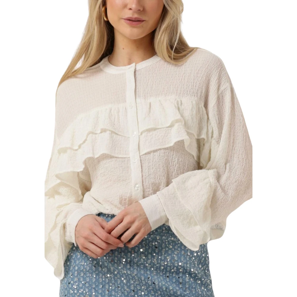 Alix The Label Ruffle Chiffon Blouse Elegant Stijl Beige Dames