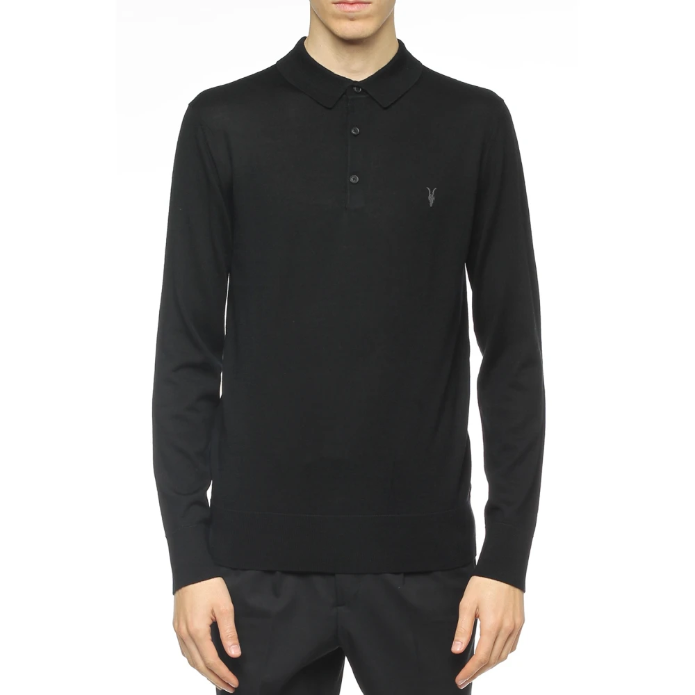 AllSaints Wol Poloshirt Black Heren