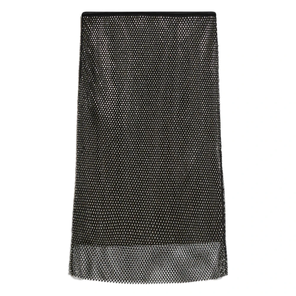 SPORTMAX Zwarte rok met strass en fluwelen afwerking Black Dames