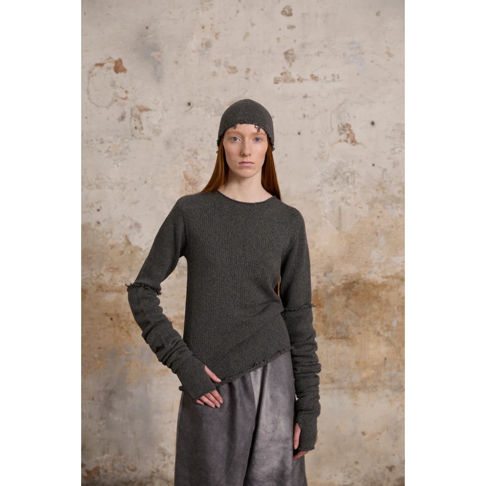 Cortana Winter grijs melange wol en kasjmier trui Gray Dames