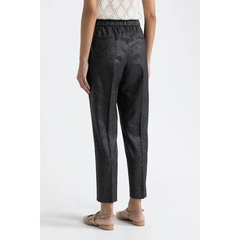 PESERICO Lurex tweed wortelbroek Black Dames