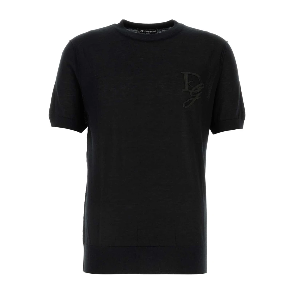 Dolce & Gabbana Luxe Zwarte Cashmere T-shirt Black Heren