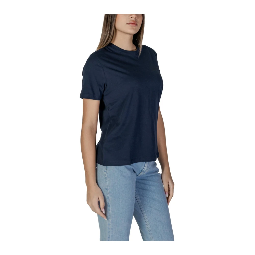 Vila Blauw Katoenen Crew Neck T-shirt Blue Dames