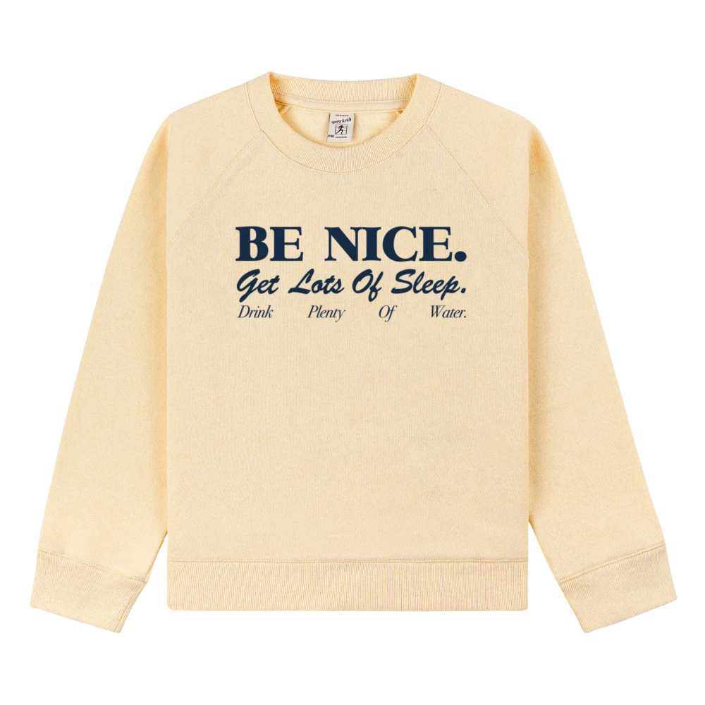 Sporty & Rich Yellow Kids Sweatshirts, Unisex, 4 Y, Be Nice Crewneck Sweatshirt