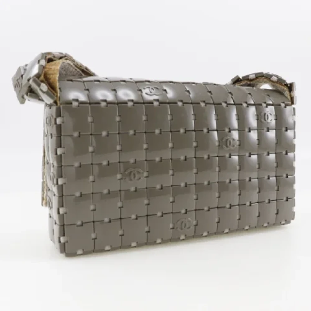 Chanel Vintage Pre-owned Canvas shoulder-bags Gray Dames