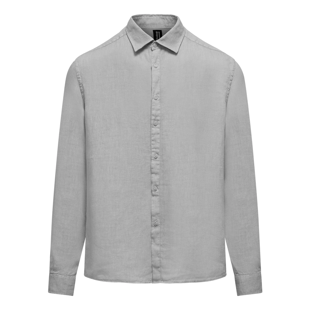 Bomboogie Uomo Grigio - Camicia In Lino Regular Fit - Shirts - 2XL