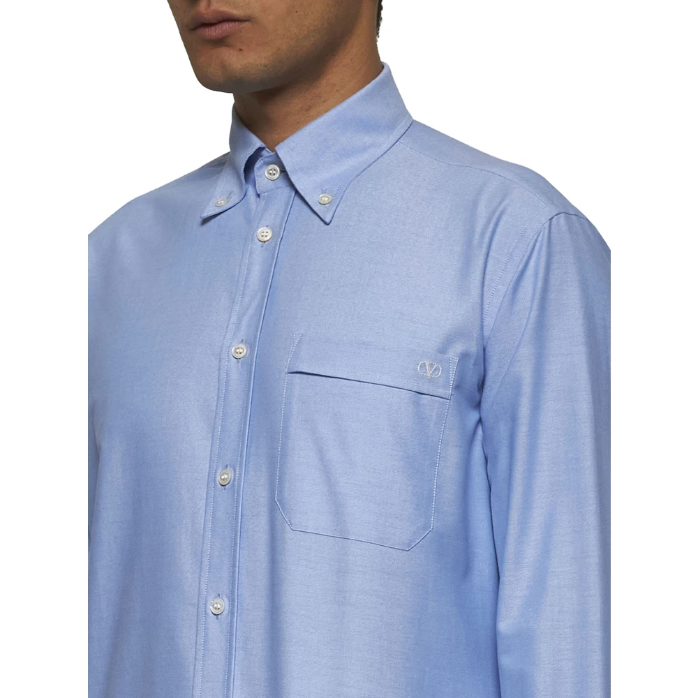 Valentino Lichtblauwe Button-Down Overhemd Blue Heren