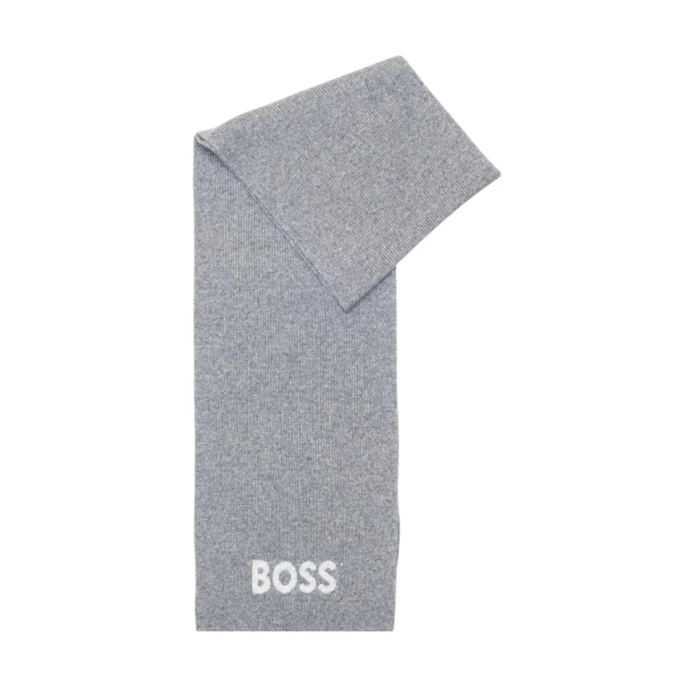 Hugo Women's Gray Winter Scarves, One Size, Printed Wool-Blend Scarf