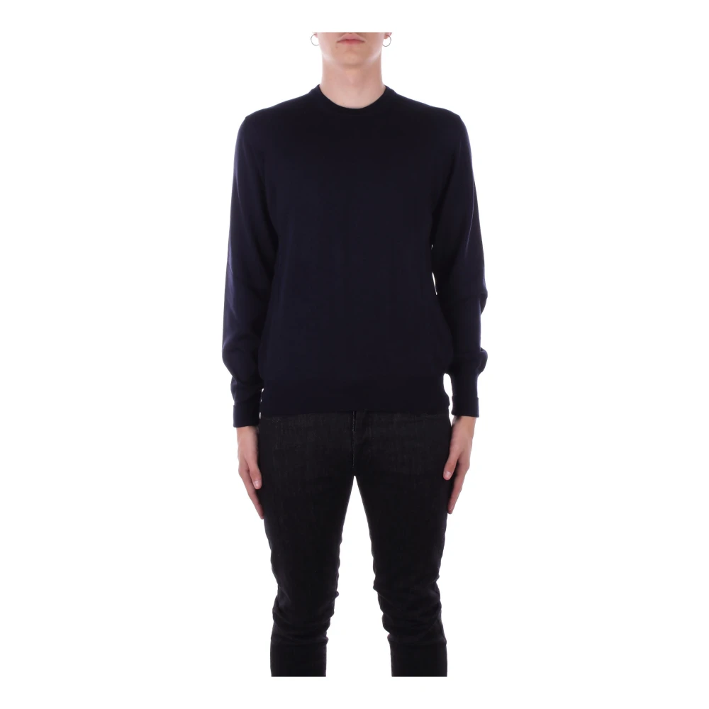 Alpha Studio Blauwe Trui met Omgeslagen Details Blue Heren