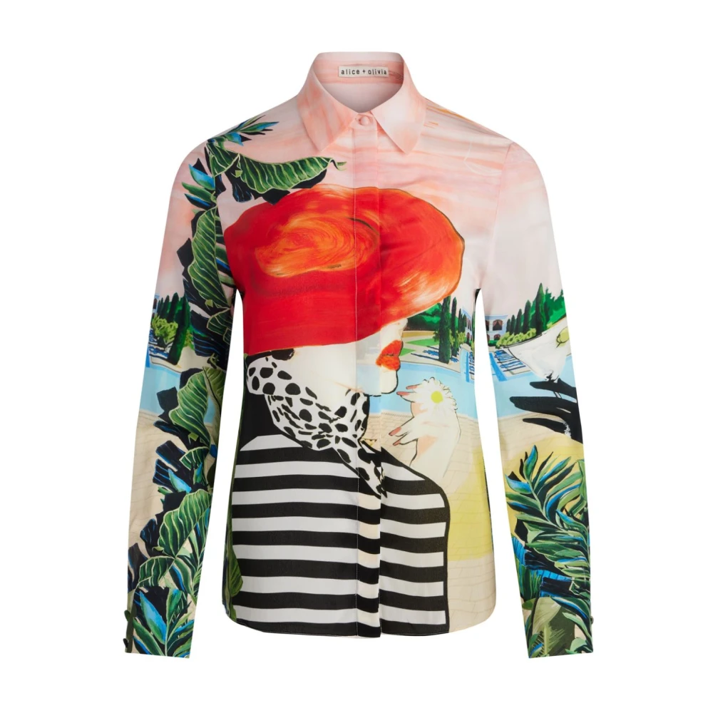 Alice + olivia Grafische Print MultiColour Top met Roze Accents Multicolor Dames