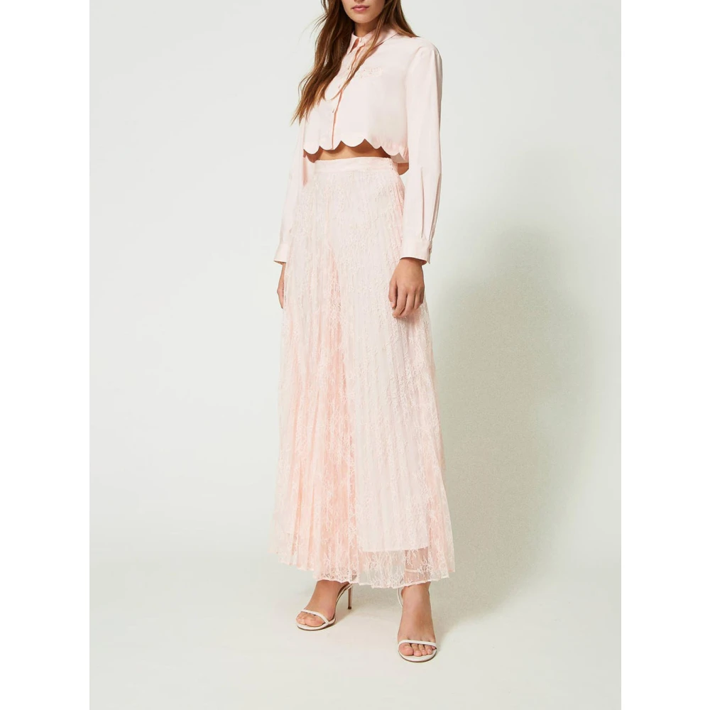 Twinset Roze Kant Palazzo Broek Pink Dames