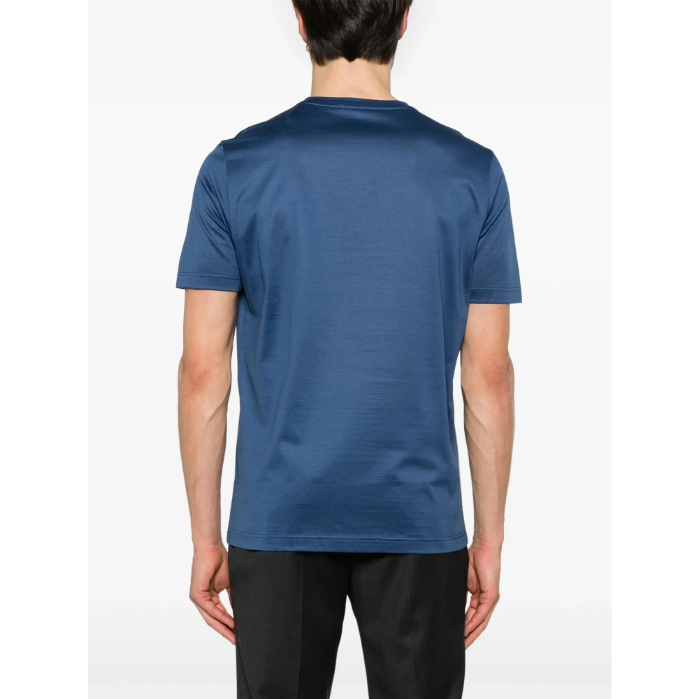 Corneliani Geborduurd Katoenen T-shirt Gemaakt in Italië Blue Heren