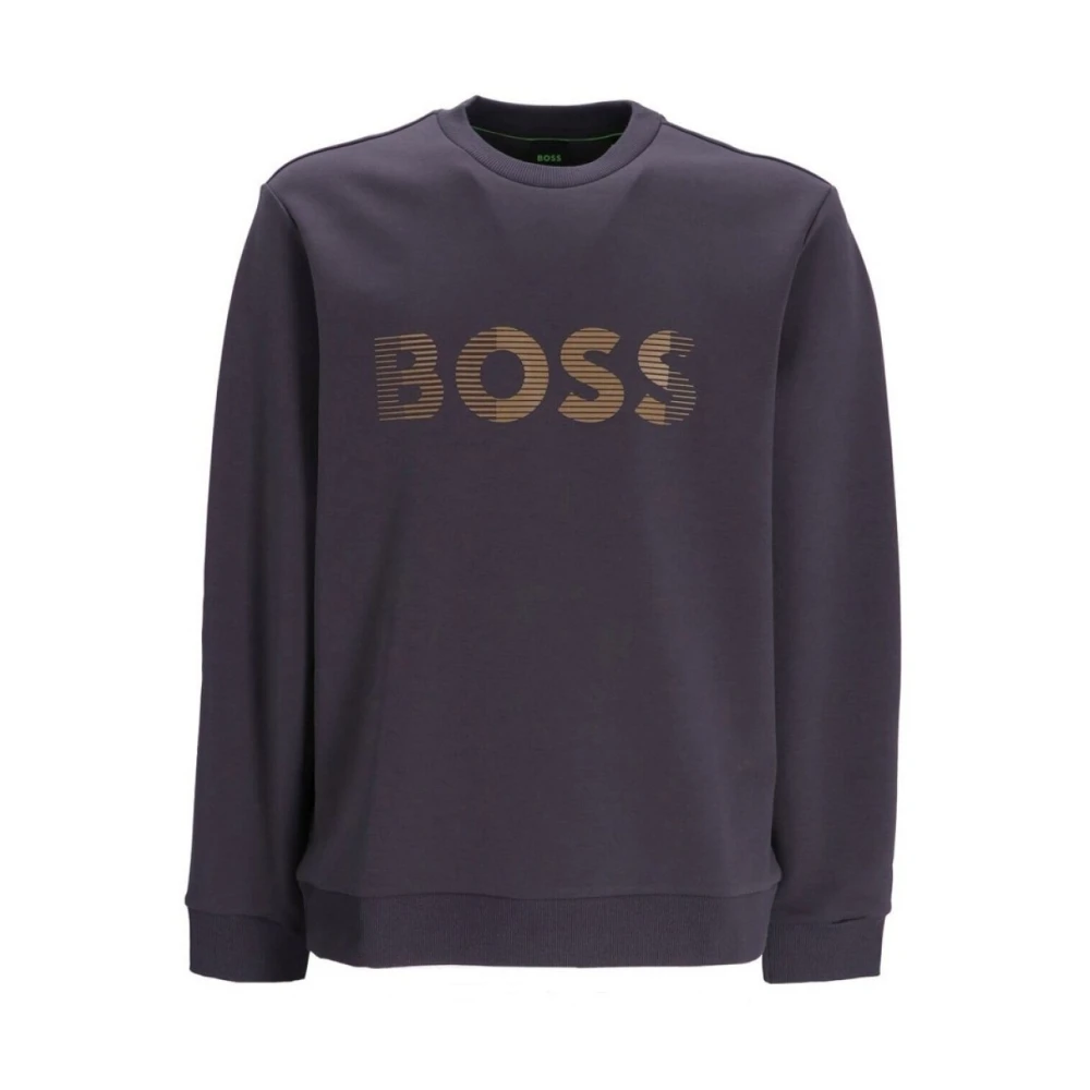 Hugo Boss Bomull Logo Sweatshirt - Klassisk Modell Gray, Herr