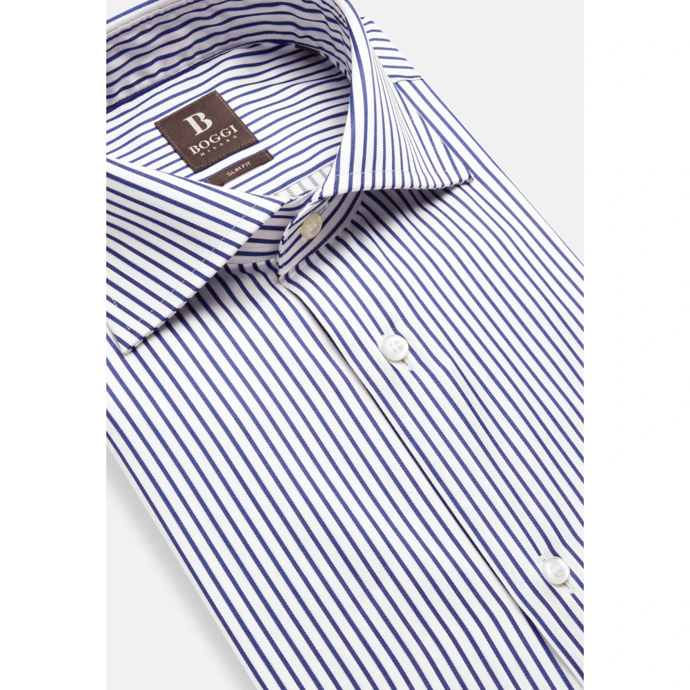 Boggi Milano Regular Fit gestreept overhemd van katoenen twill Blue Heren