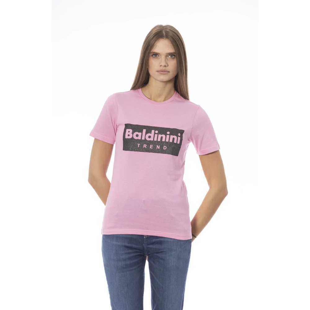 Baldinini Trendy T-shirt met print op de voorkant Pink Dames