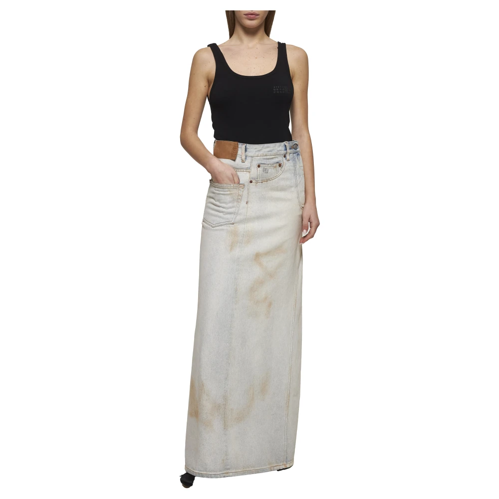 MM6 Maison Margiela Blauwe Distressed Denim Jeans Blue Dames