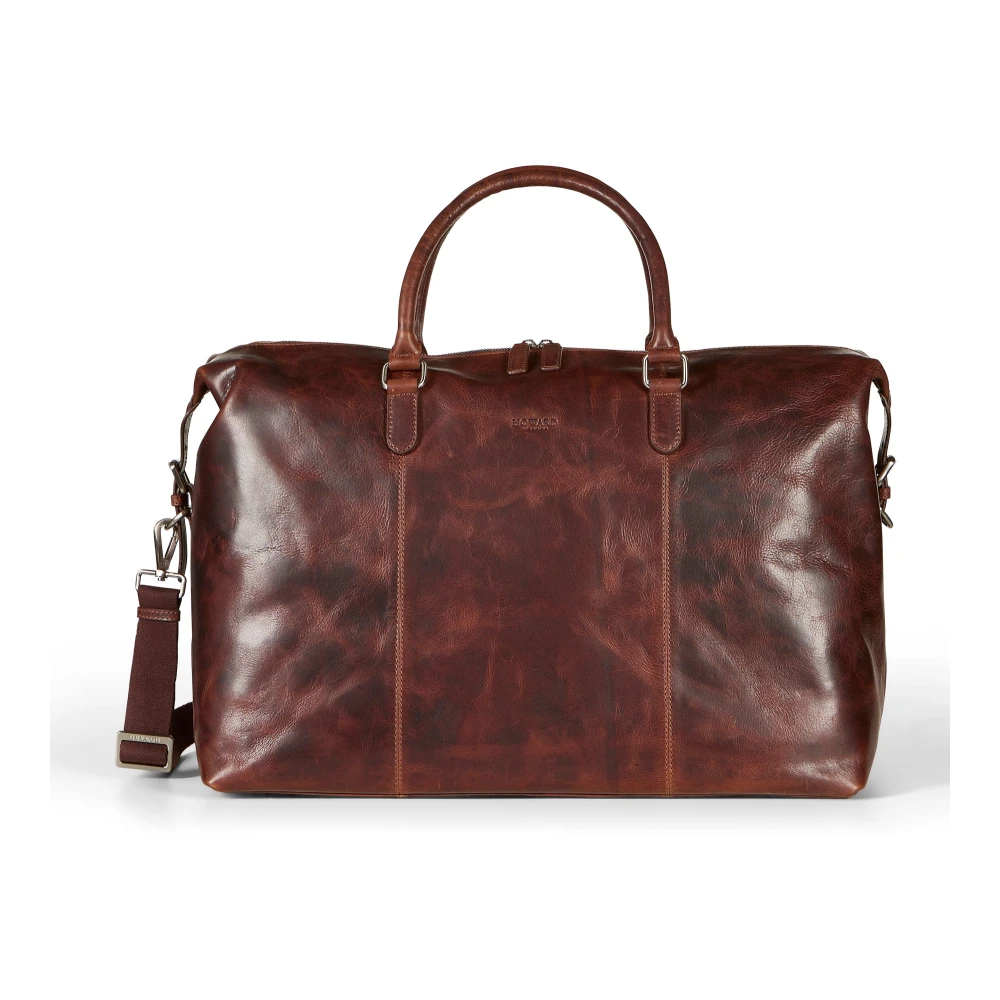 Howard London Bruin Leren Weekendtas Brown Heren