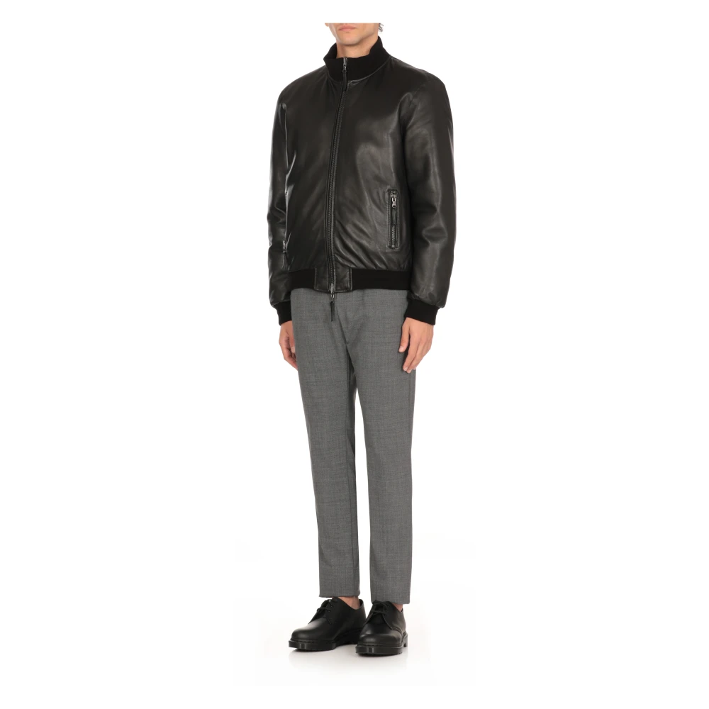 The Jack Leathers Omkeerbaar Leren Jack Zwart Ronde Hals Black Heren