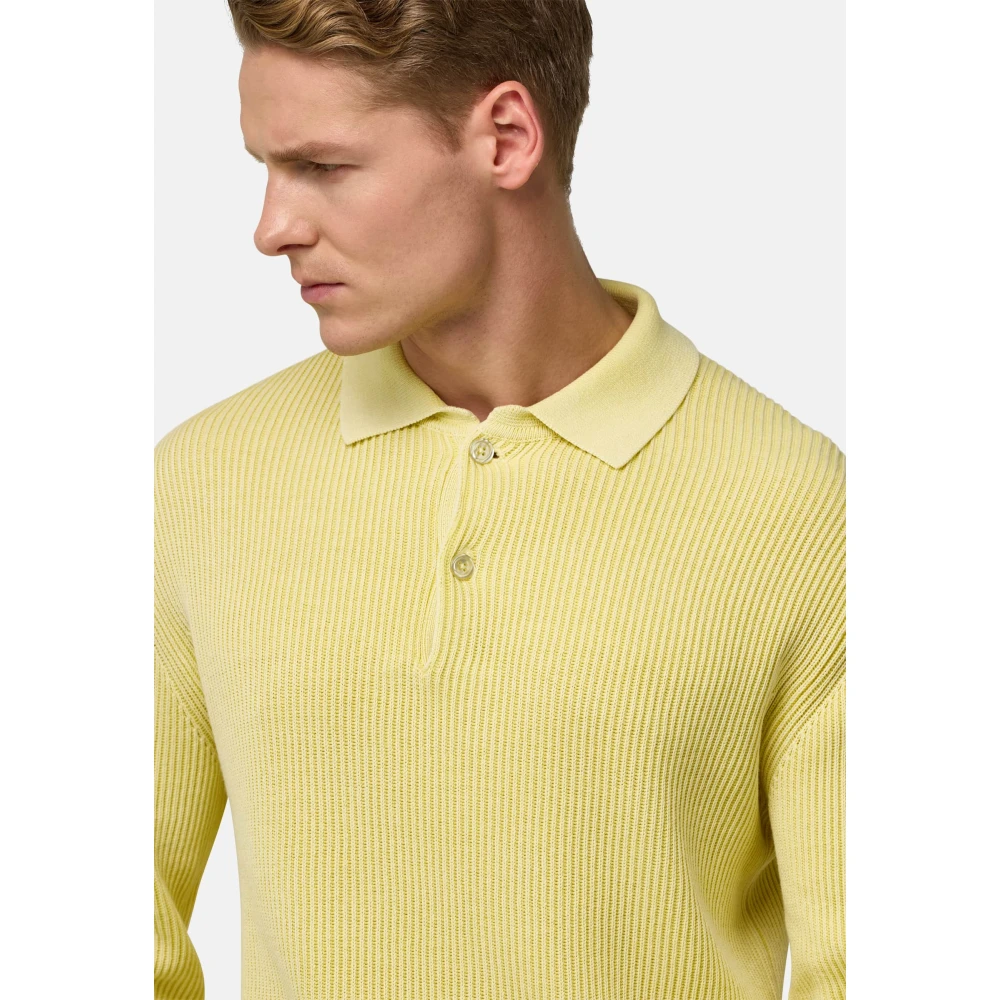 Boggi Milano Gebreide poloshirt Yellow Heren