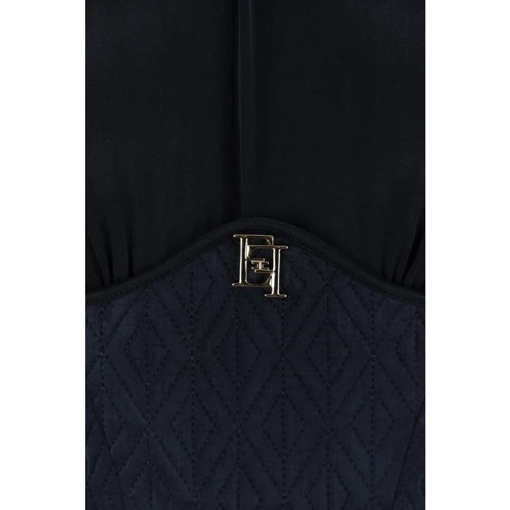 Elisabetta Franchi Korte Jurk met Hoge Kraag Black Dames