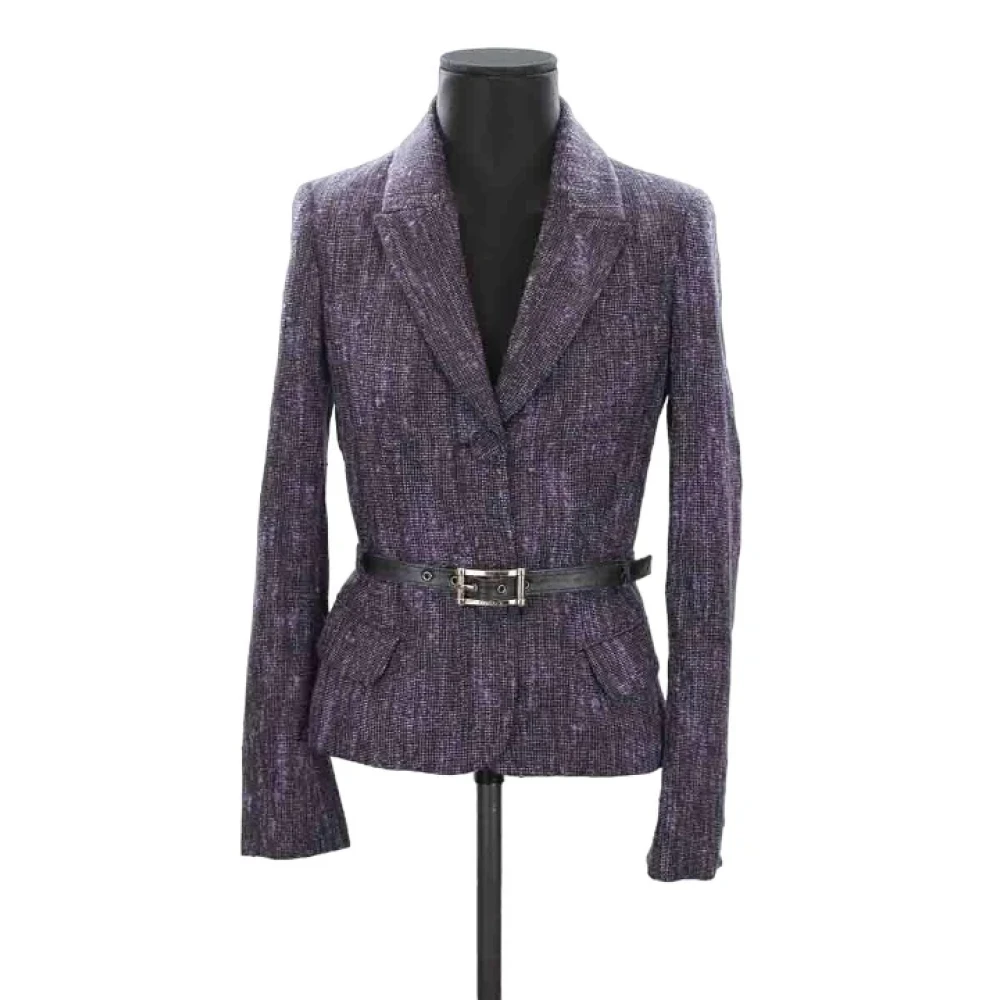 Versace Pre-owned Wool outerwear Purple Dames