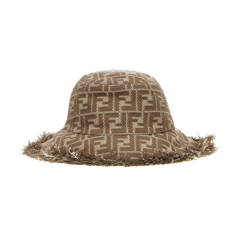 Fendi Jacquard FF-motief Beige Katoenen Hoed Beige Dames